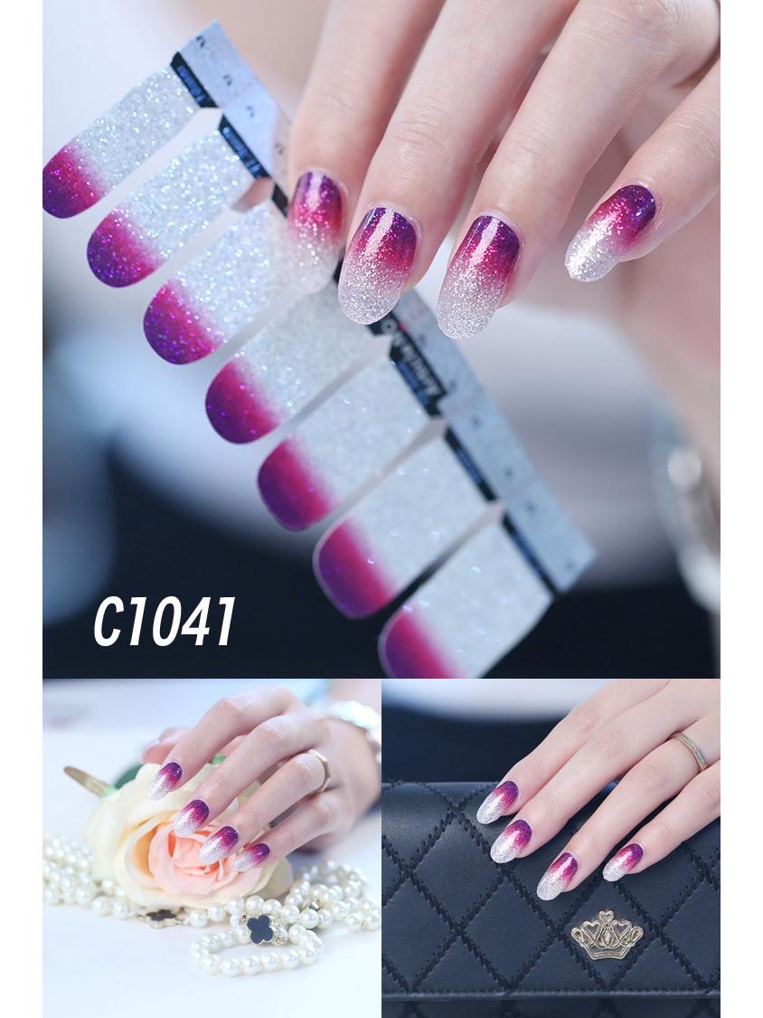 Gradient Glitter Nail Art Stickers (C1031-1033) - Full Coverage, Trendy Designs