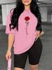 2026 Rose Print Unisexs Sleeve Tops Tees Comfortable Casual Summer Fashion Summer Short Sleeved Harajuku Streetwear Tops Tees
