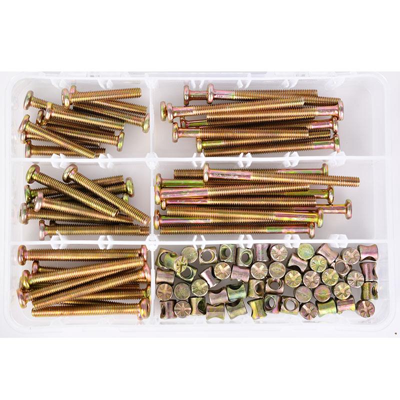 Hexagon Hex Furniture Screw Nut Set Zine M6 Threaded Bolts Phillips Nuts Wood Bed Chair Desk Table Crib Screws Assortment Kit