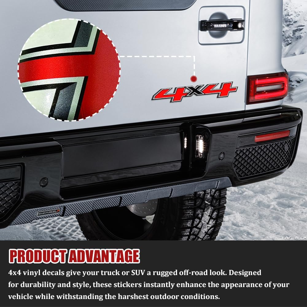 2PCS 4x4 Decals for Trucks, Car Stickers, Premium Series 4x4 Bedside Off Road Replacement Decals, Auto Exterior Decoration Accessories for 2014-2018