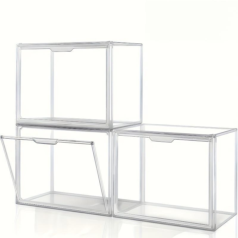 3-Pack Clear Acrylic Storage Bins Display Cabinet Stackable Transparent Desktop Organizer for Book Magazine CD Album Display Box