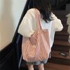 Ins Stripes About the Next Bag, Students' New Versatile Large-capacity Shopping Bag, Simple Tote Casual Commuter Shoulder Bag