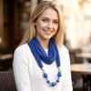 Vintage Style Beaded Pendant Scarf Solid Color Beaded Shawl Wrap Ethnic Necklace Scarf  Party