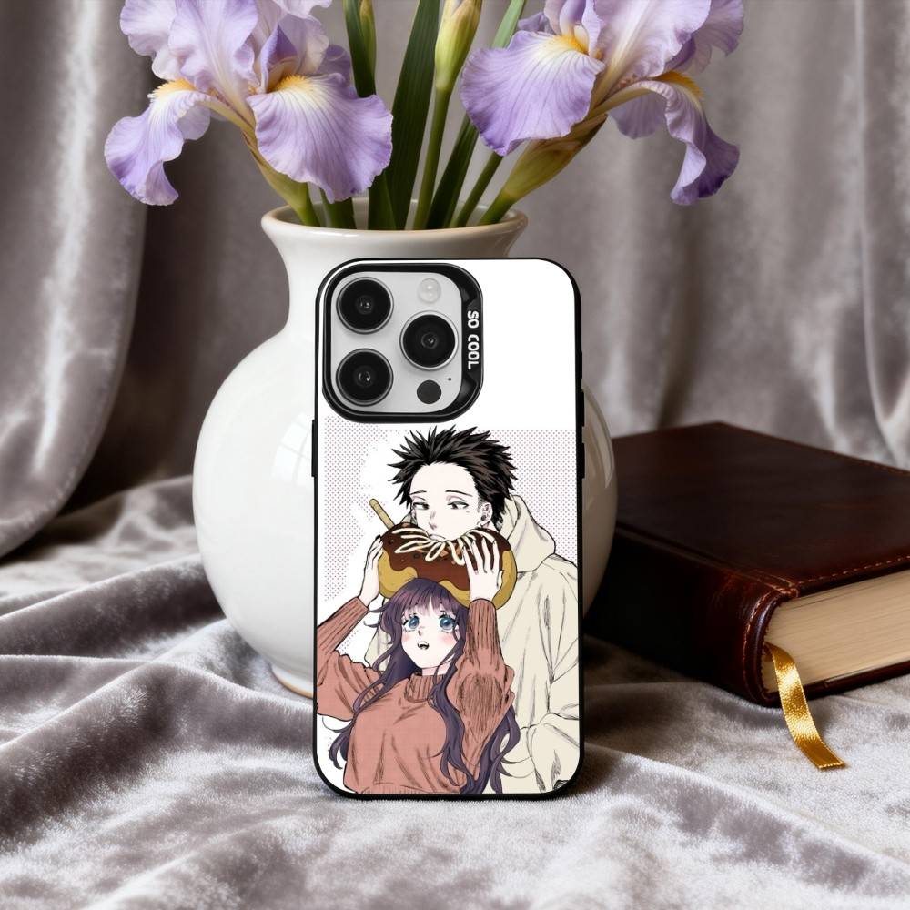 K-Kaoru H-Hana Wa Rin To S-Saku Phone Case For iPhone17,16,15,14,13,12,11 Plus,Pro Max Black Candy Silver Plated Cover