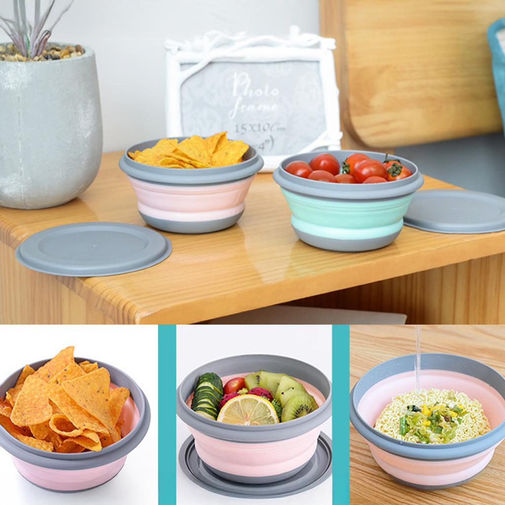 Collapsible Bowl Portable Tableware Expandable Outdoor Compression Travel Camping Picnic Anti-Spill Food Container for Baby Kids