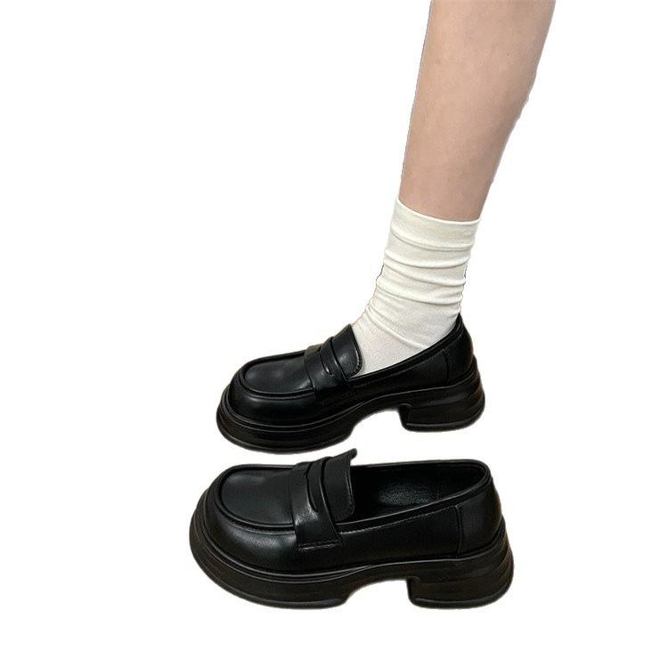 Japanese jk small leather shoes women's 2025 autumn retro British style black platform loafers new uniform single shoes