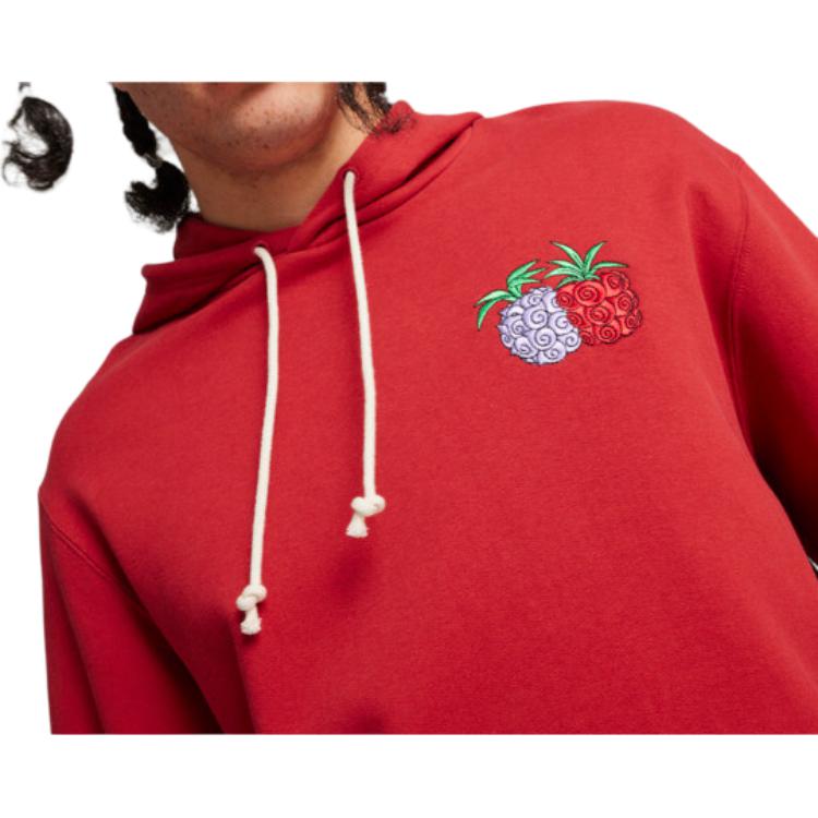 Puma X One Piece Hoodie Badge Print Long Sleeve Sweatshirt Men hoodies Burgundy 624666-24