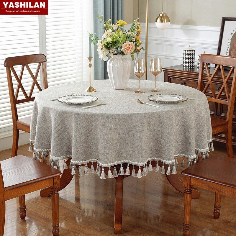 

Стиль круглая Скатерть Ткань Хлопок и Лен Поле Скандинавский Стиль Доступная Роскошь Современная Прямоугольная Скатерть Журнальный Столик круглая Скатерть