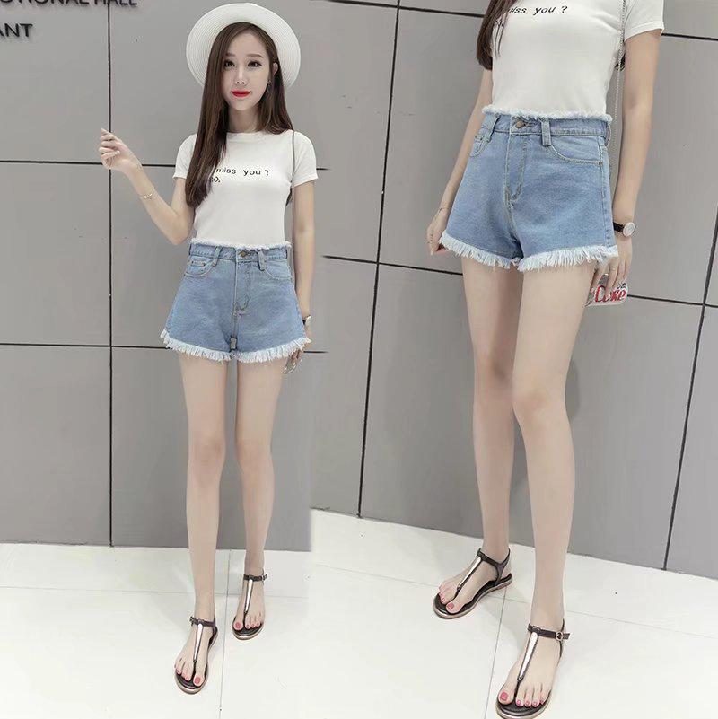 

Summer 2022 Women s Korean Style High Waist Loose Wide Leg Denim Shorts 31 світло-синій колір