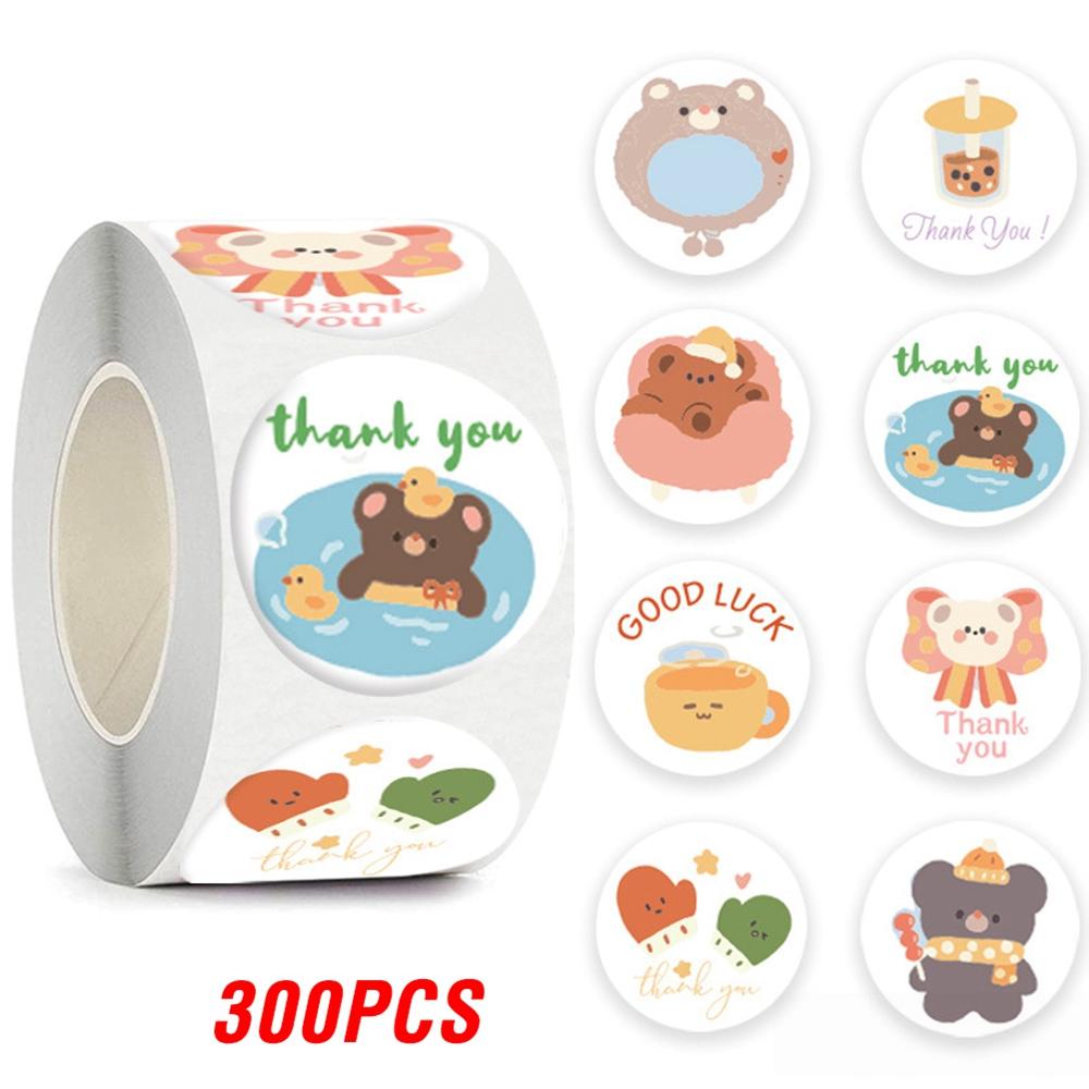 100-500pcs Cute Bear Thank You Sticker Children Sealing Labels Sticker for Gift Envelope Kid Gift Packaging Decorative Stickers