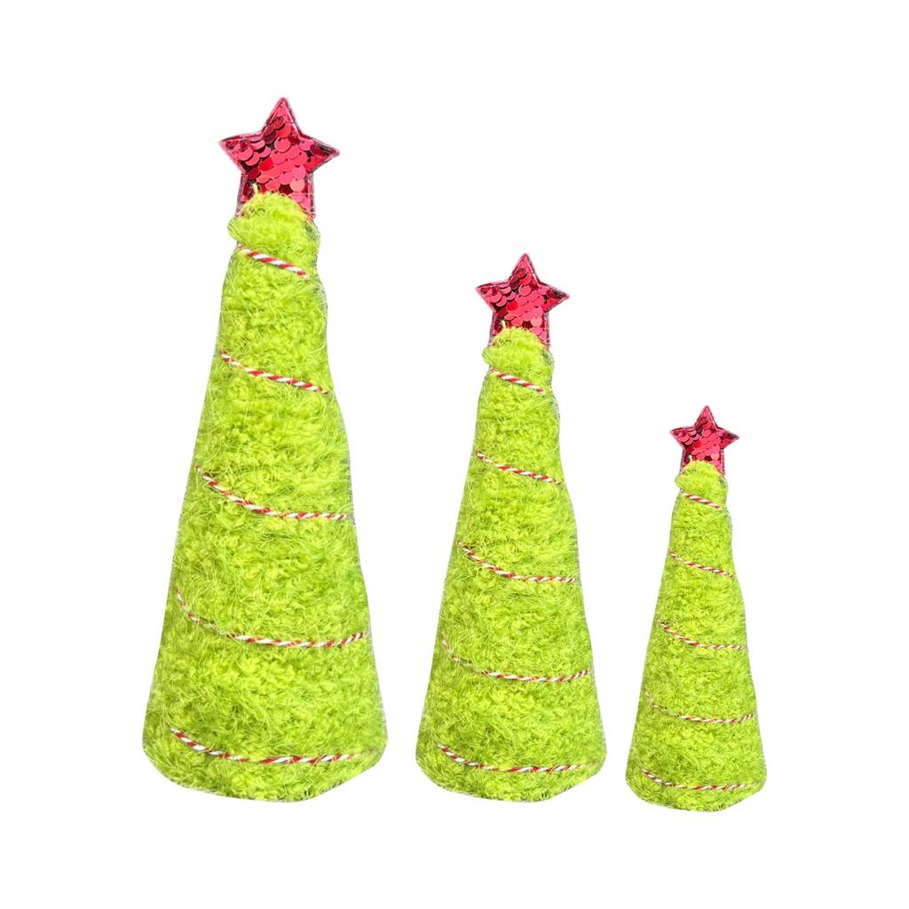 Christmas Decorations, 3Pcs Plush Fur- Swirl Surface Cone- Christmas Trees, Christmas Decorations Indoor For Xmas New Year Winter Holiday Home