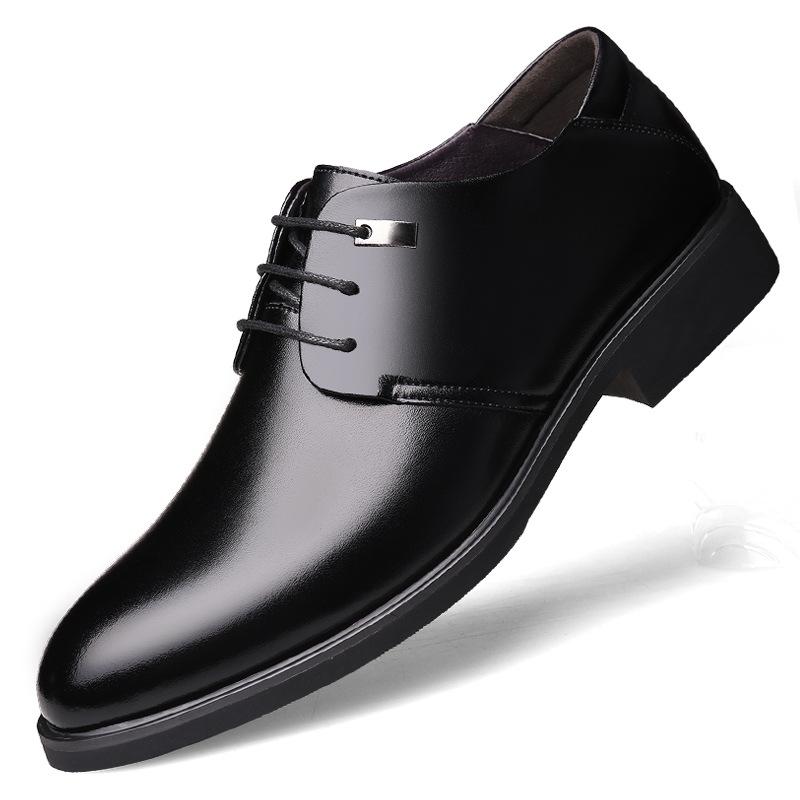 Men's Large Size Breathable Cowhide Leather Formal Shoes, Sizes 45-46, Lace-Up Casual Business Style.