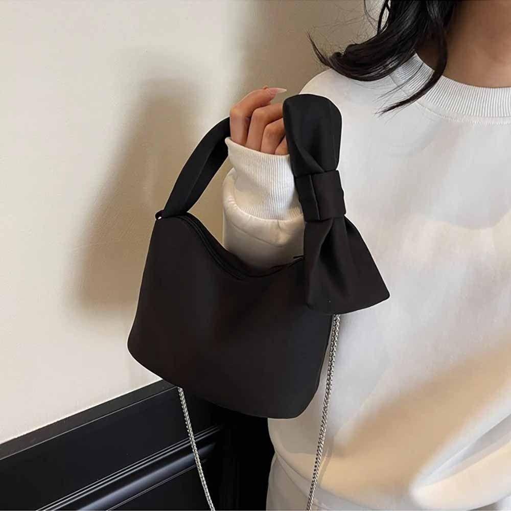 

Creative Solid Color Wristlet Bag Korean Style Sweet Shoulder Bag Versatile Women Bow Handbag Work рожевий
