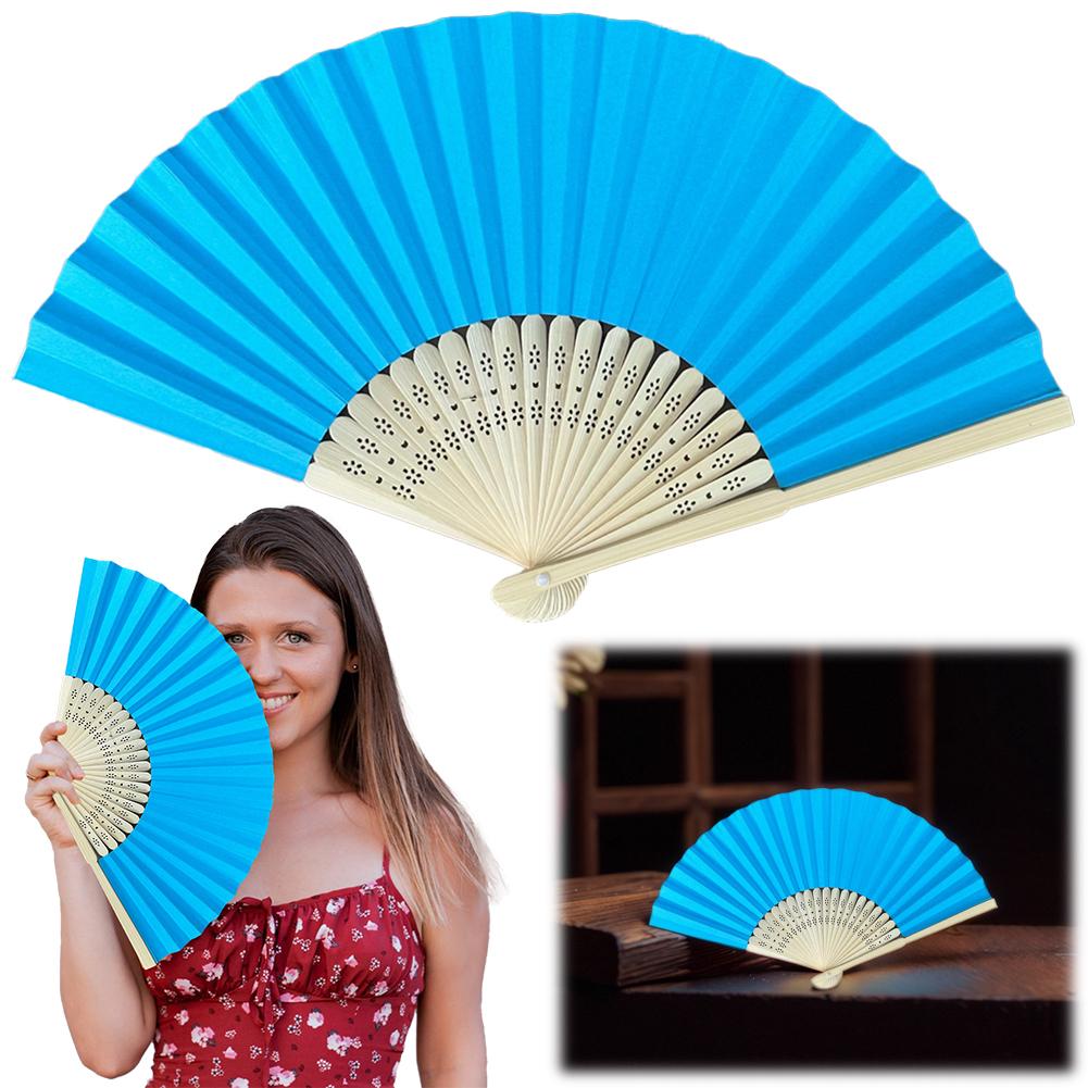 Bamboo Folding Fan Solid Color DIY Paper Decorative Fans Party Decor Art Craft Chinese Dance Fan Home Ornaments Gift Fans