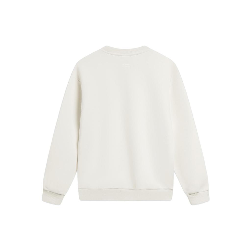 Li Ning Sportovní trendová série Mikina s potiskem písmen, ležérní kulatý výstřih, pulovr pro ženy, off-white AWDU038-1