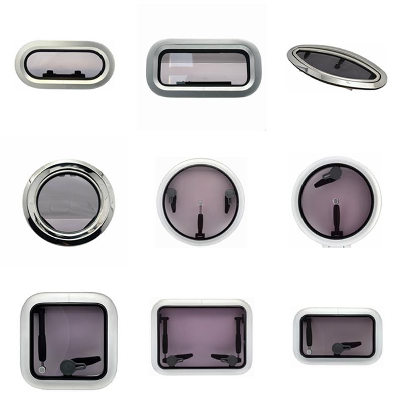Rectangular 40x20 ABS Plastic Boat Porthole Window Tempered Glass Watertight Hatch Yacht RV Marine Vessel Black White Accessory