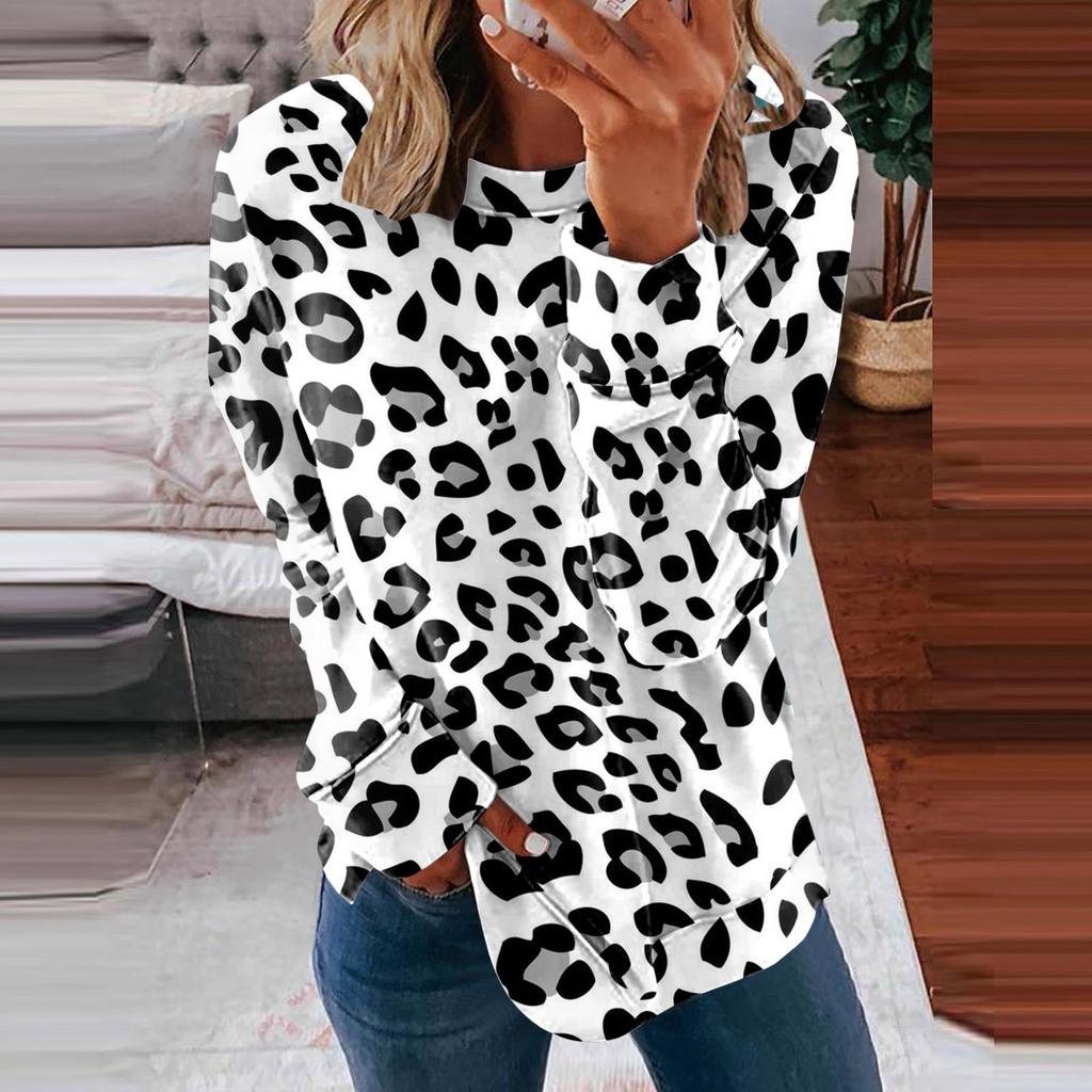 Women's Casual Fashion  Print Long Sleeve O-Neck Pullover Top