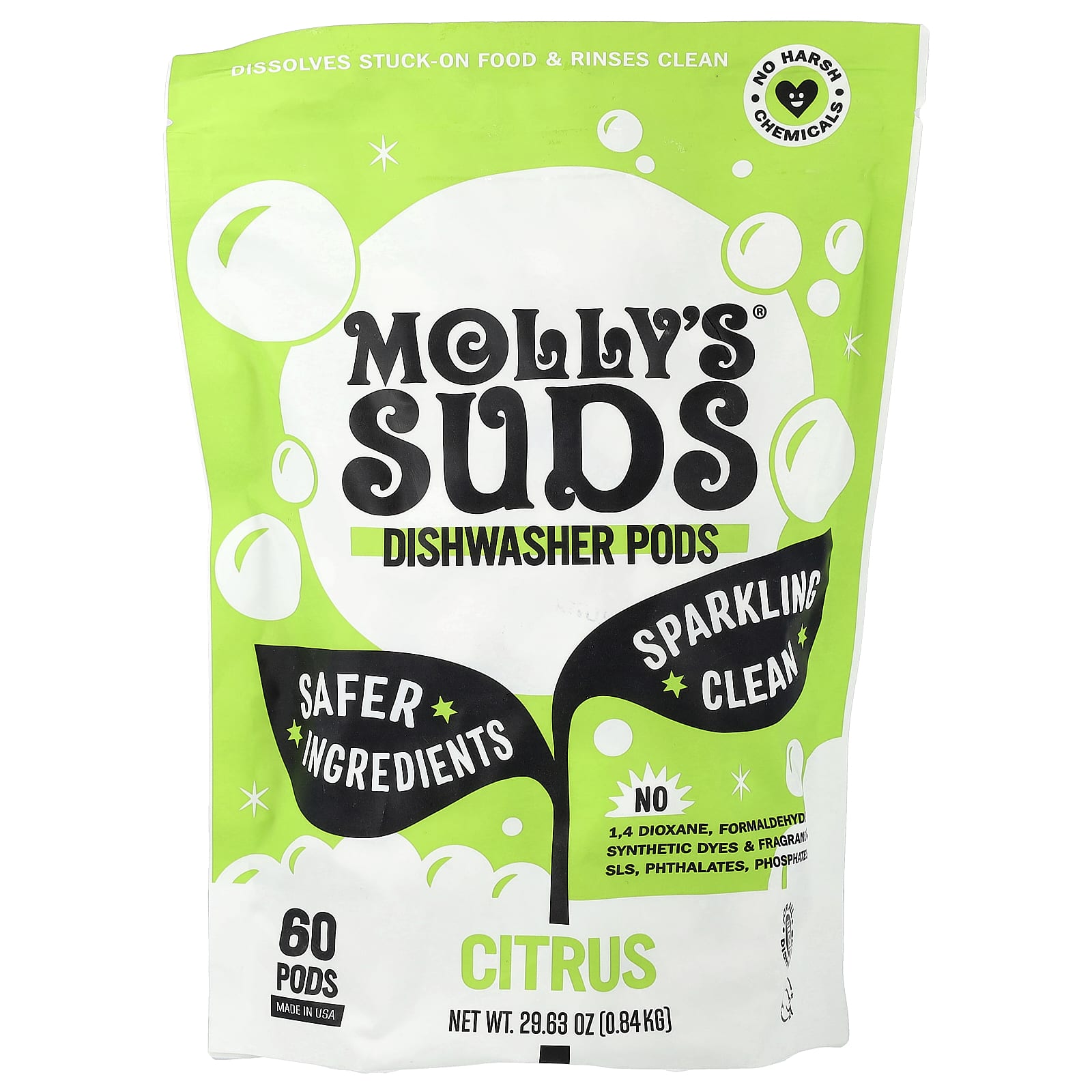 Molly s Suds, Dishwasher Pods, Citrus, 60 Pods, 0.84 kg (29.63 oz)