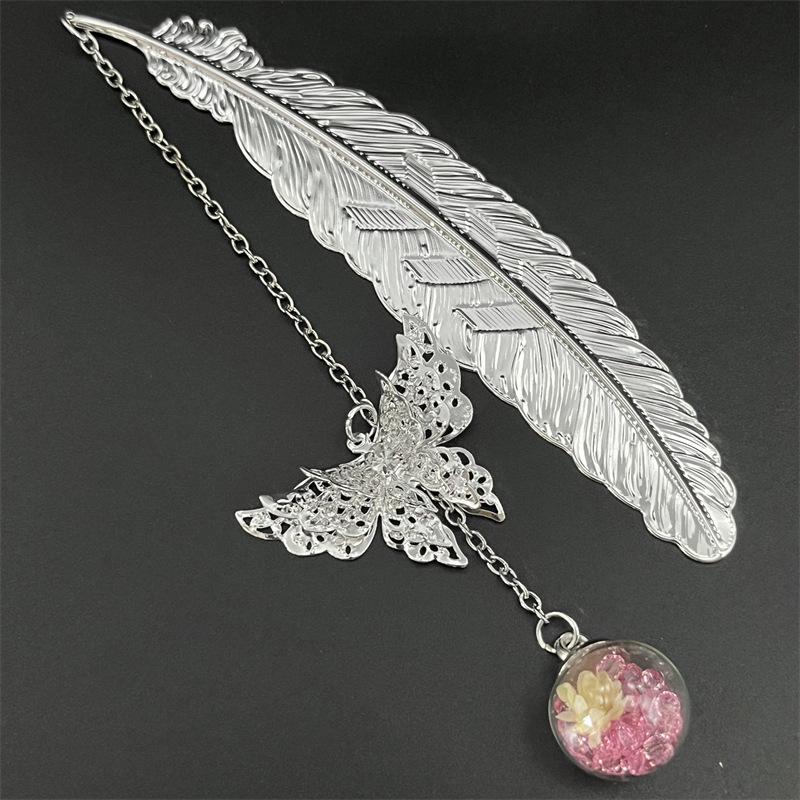 textureChinese Style Metal Bookmark Creative Immortal Dried Flower Butterfly Leaf Student Bookmark Teacher's Day Gift