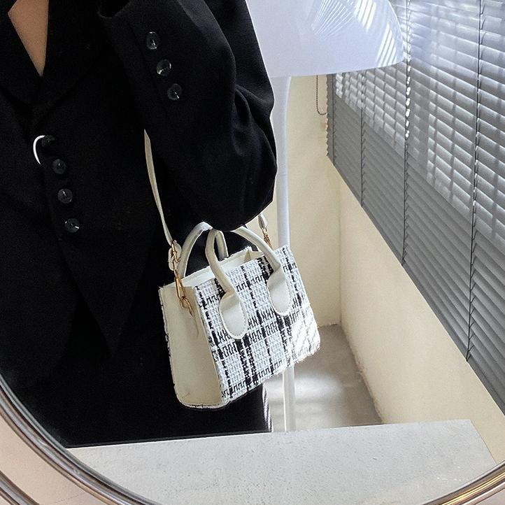 Mini geantă de mână pentru femei, cu model de verificare, geantă de umăr, geantă de messenger, geantă de doamnă, rafinată