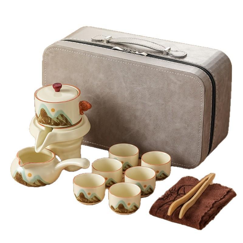 Automatic Tea Set, Semi-automatic Water Outlet, Not Hot, Guochao Qingshan Ru Kiln Set, Business Ceramic Teacup with Gifts