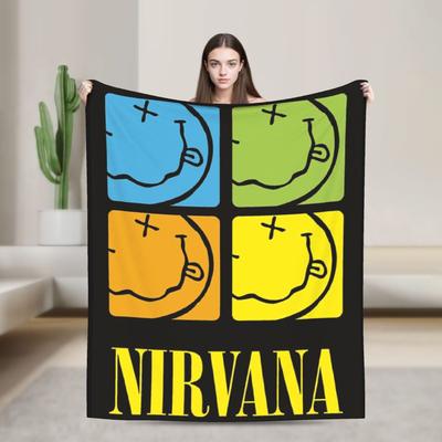 Nirvana Gesichtsband Decke Dekorative Flanell-Bettwäsche Überwürfe für Sofa Sessel Warm Benutzerdefinierte Qualität Tagesdecke Geschenk