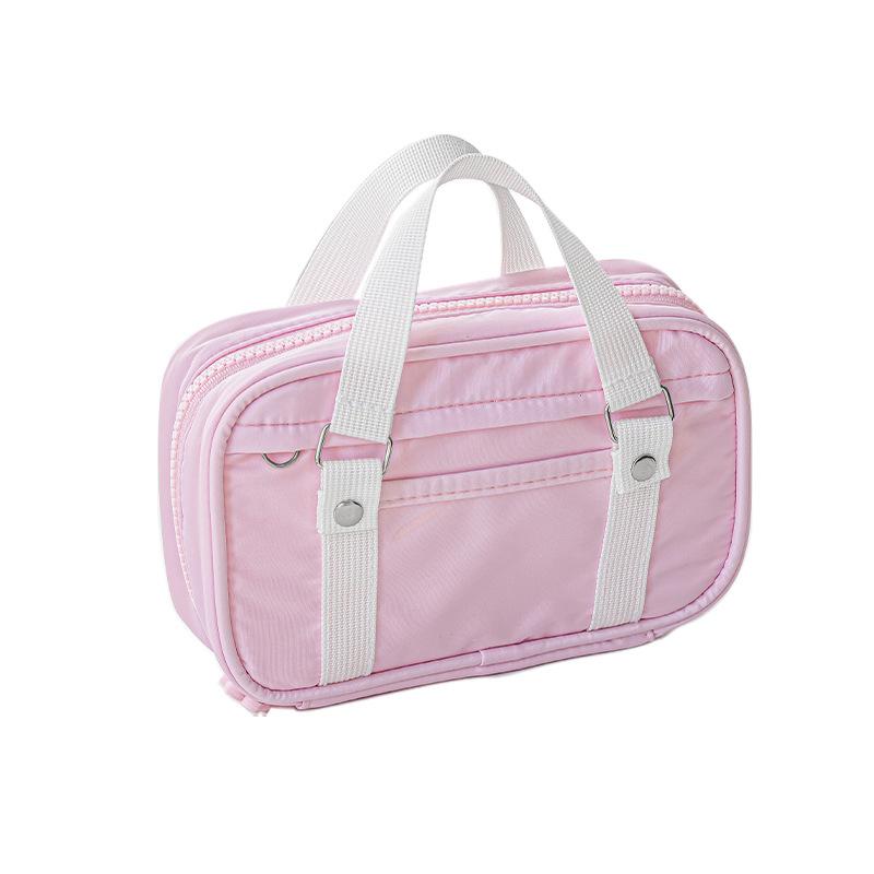 Kawaii Casual Retro Scrapbook Storage Bag for Kids Girl Uniform Heart Windows Stationery Holder Organizer Portable Pencil Case