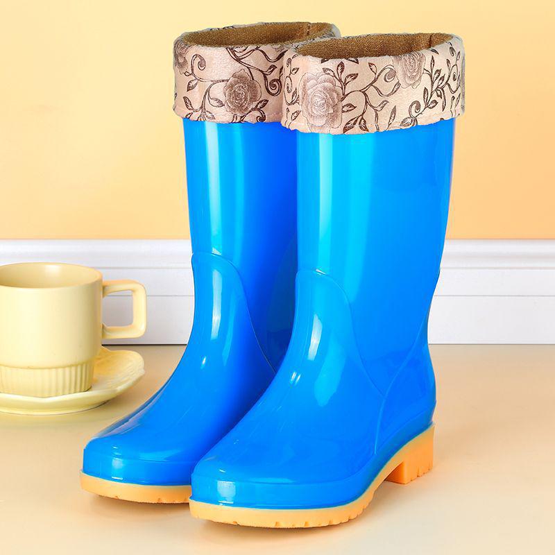 Dámské fleecem podšité protiskluzové nepromokavé gumové holínky s vysokým svrškem