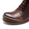 Johnature Genuine Leather Retro Shoes Women Boots Zip Round Toe Mixed Colors Sewing Handmade Concise Platform Boots