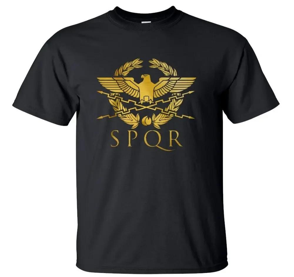 Roman Gladiator Imperial Golden Eagle SPQR TShirt 100 Cotton ONeck Summer Short Sleeve Casual Mens Tshirt Size S3XL S