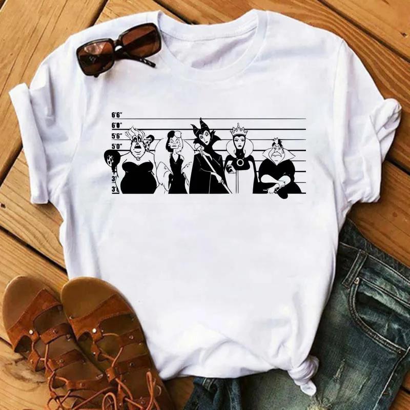 Disney Men Tshirts Fashion Villain Queen Collection Tshirt 90s Ladies Friends Tshirt Kawaii Summer Short Sleeves T Shirt Women