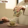 200ml Ru Kiln Flowers and Birds Hand Grab Teapot Elegant Tea Infuser Pot Tea Maker Kettle with Strainer Drinkware Collection