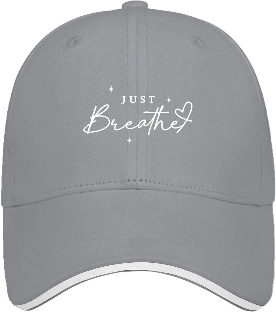 Just Breathe Inspirational Quote Baseball Cap Adjustable Polyester Casual Summer Hat Adult