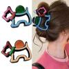 4PCS Color Contrast Dog Shape Hair Claw Clip Wear Resistant Hair Holder for Women Everyday Wear Hair Styling Accessory