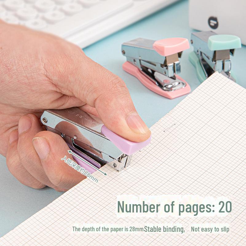 Macaron Color Mini Stapler - Portable, Handheld, Labor-Saving Stapler for Office or Student Use