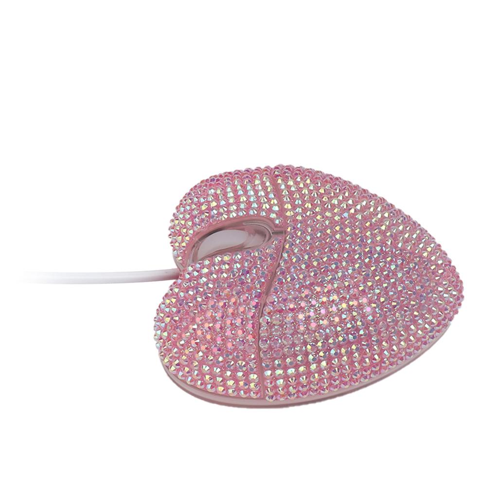 Cute, Portable, Small, Crystal Heart-shaped USB-wired Optical Mouse with 1200 DPI, Perfect for Women and Children, Compatible with PCs, Laptops, and