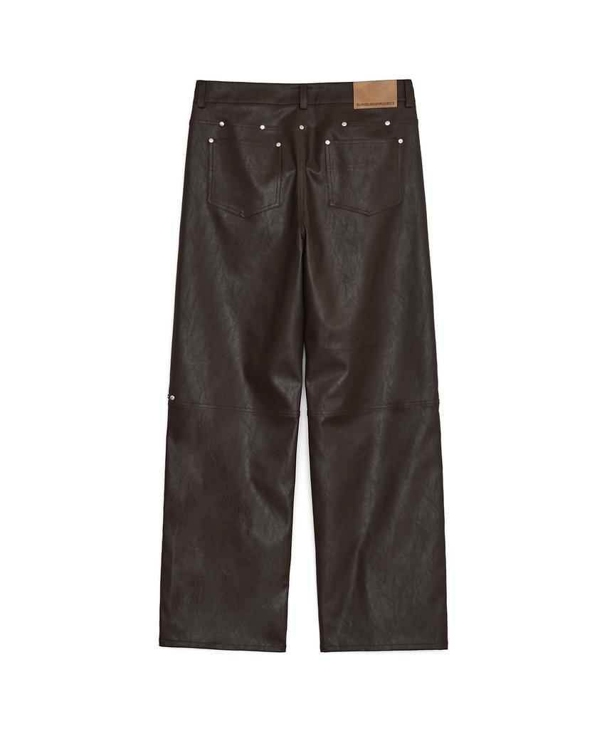 SUNBURNPROJECT Faux Leather Studded Pants, Brown