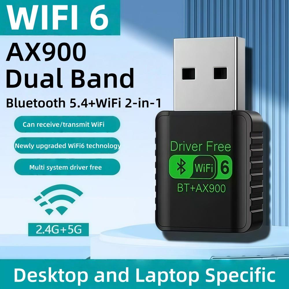 AX900 WIFI6 USB Adapter Dual Band 2.4/5G Bluetooth 5.4 Drive Free Wireless Network Card for Win7/10/11 Desktop and Laptops