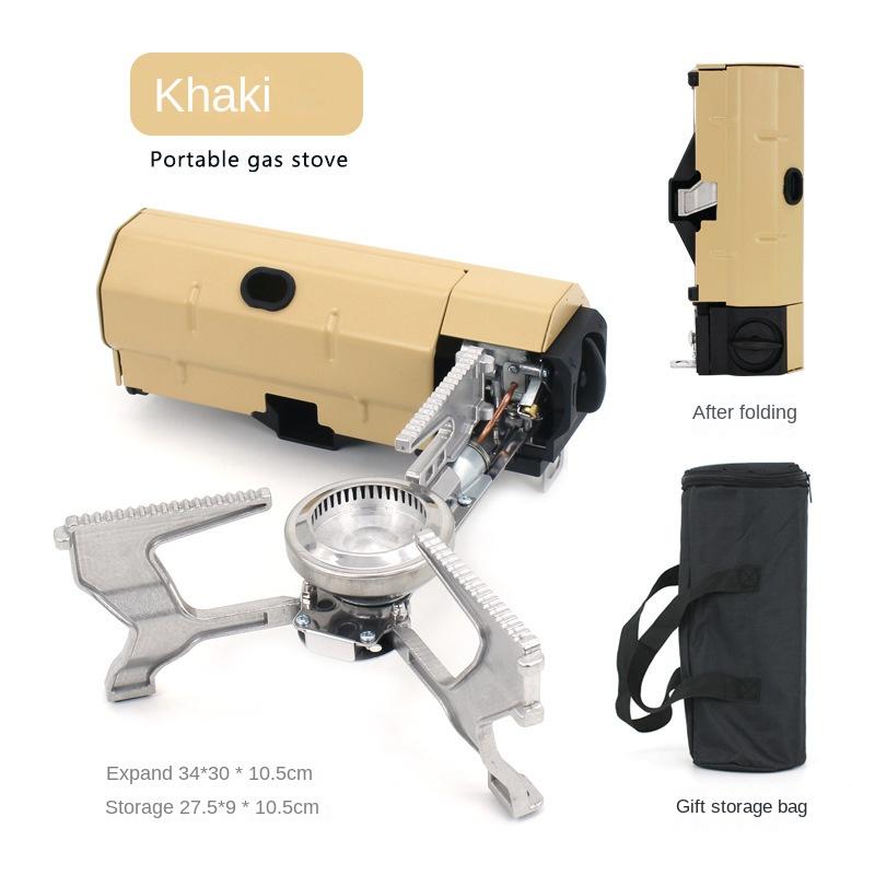 Outdoor Card Stove Foldable Portable Gas Stove Camping Cookware Household Gas Tank Card Magnetic Stove Strong Fire Windproof Box Stove