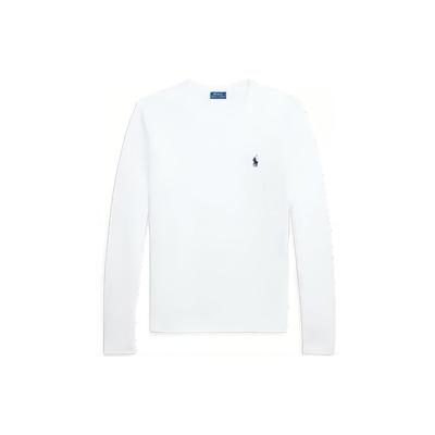 Polo Solid Logo Embroidered Crew Neck Knit Long Sleeve T-Shirt Women Tops White WMPOKNINCU20696-100