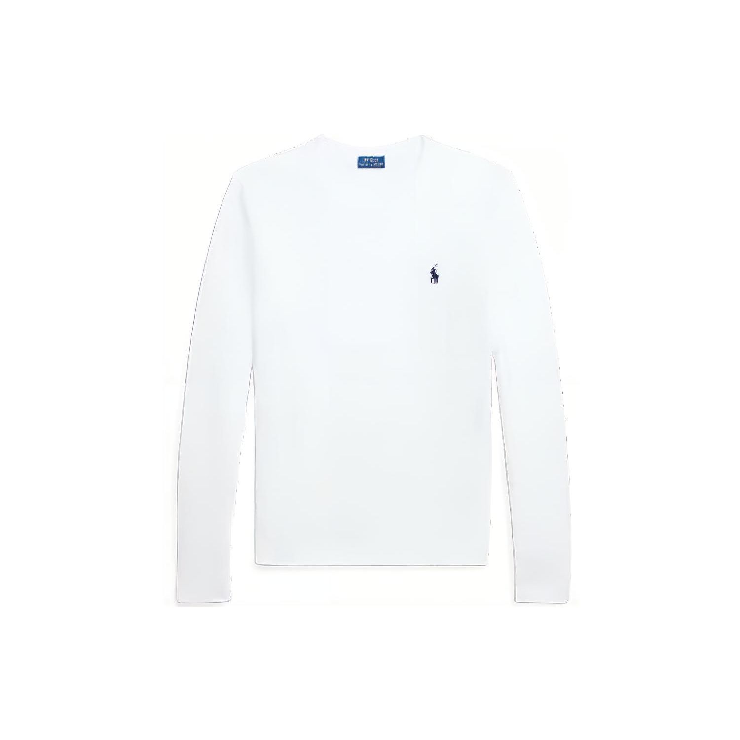 

Polo Ralph Lauren Solid Logo Вышитый круглый вырез Трикотажная футболка с длинным рукавом Женская футболка Белый WMPOKNINCU20696-100 L