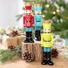 Colorful Nutcracker Doll Resin Candle Holder, Pastel Christmas Soldier Figurine for Holiday Home Decor Desk Shelf, Festive Tabletop Decor, Gift