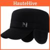 Letters Middle N Aged Elderly Hat Autumn With Thick Wool Windproof Warm Top Flat