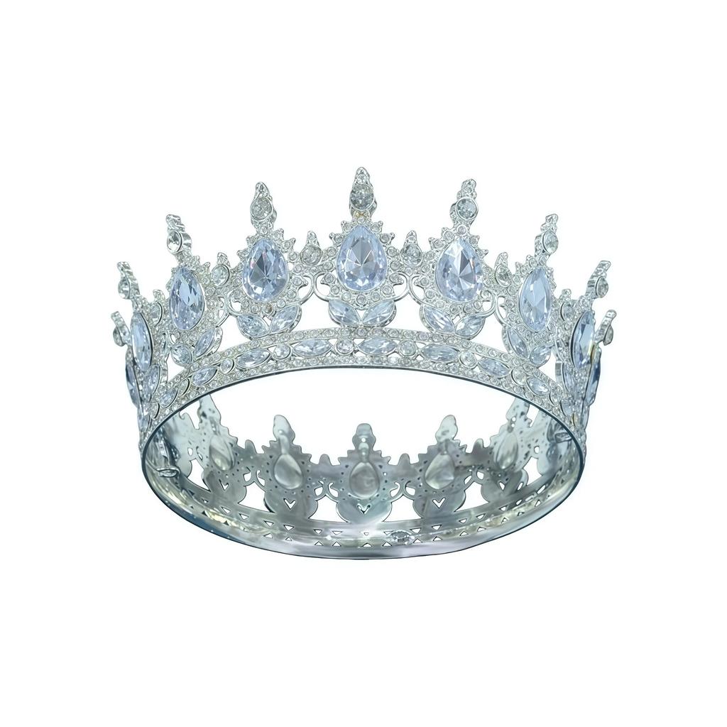 European and American Baroque Bridal Round Crown Party Dance Princess Tiara Birthday Crown Crystal Hair Accessories for Women