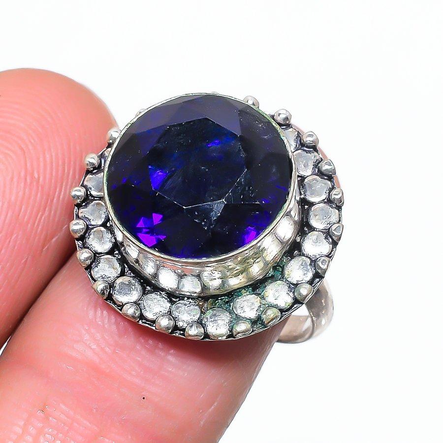 

Natural Amethyst Gemstone Handmade 925 Sterling Silver Jewelry Ring Size 9 h8e22