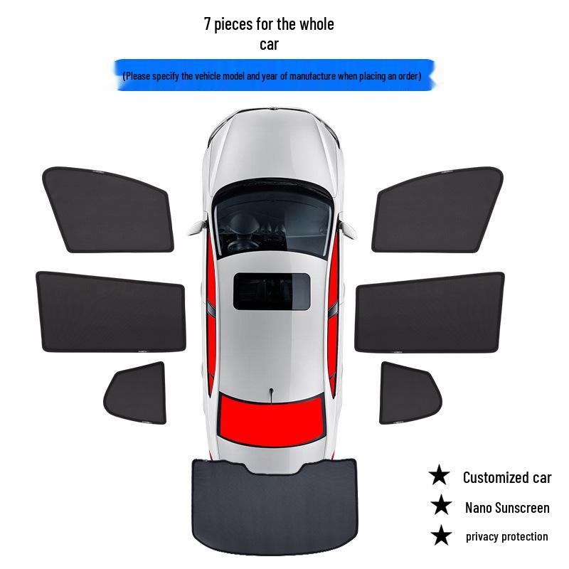 Magnetic Car Window Curtains: Sun Shades & Mosquito Repellent, Heat Insulation, Sun Block, Custom Fit for Specific Models, Free Shipping