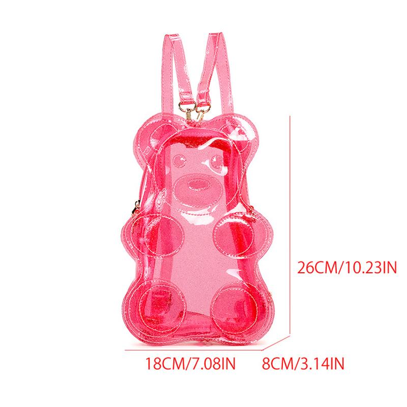 PVC Transparenter Rucksack Bonbonfarbe Y2K Umhängetasche Niedliche Bärenform für Teenager-Mädchen Schule und Täglichen Gebrauch