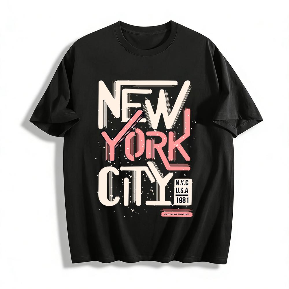 Vintage NYC Graphic Tee Unisex Retro New York City Casual Top Pure cotton T-shirt XXS