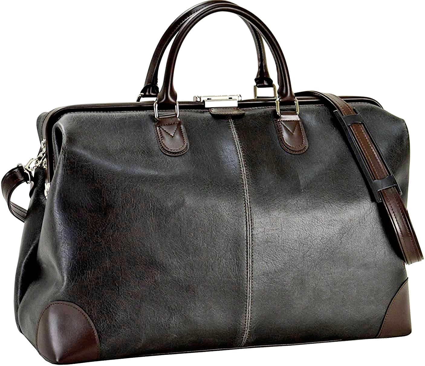 

Made in this bag features a clasp can be used as a Boston bag or golf features a vintage leather is has a measures 46cm and is made in Toyooka Japan, чорний