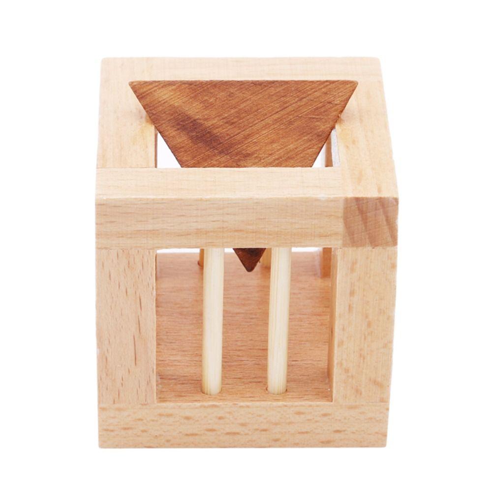 

Cage Wooden Brain Teaser Puzzle Unlock Unlock Cage Apart Triangle Luban Lock Adult Kids Toys 1pc